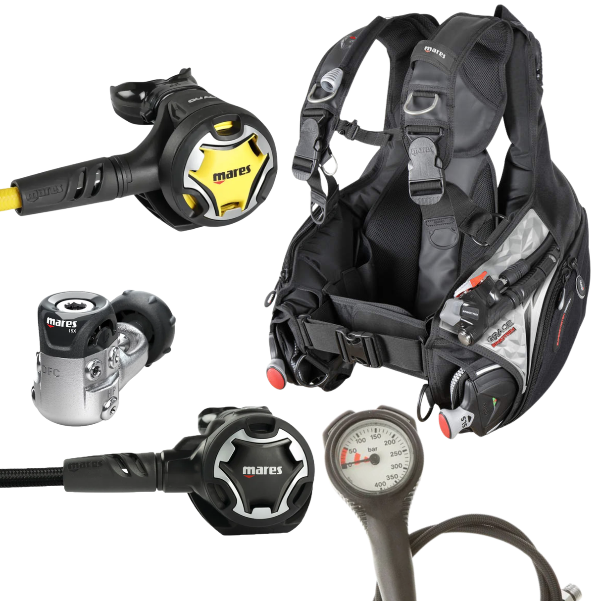 Mares Grace Ergotrim BCD Package: Dual 15X + Octopus Dual + Gauges
