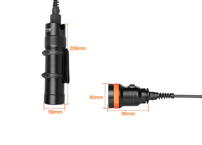 OrcaTorch D630 V2.0 Umbilical Canister Dive Torch