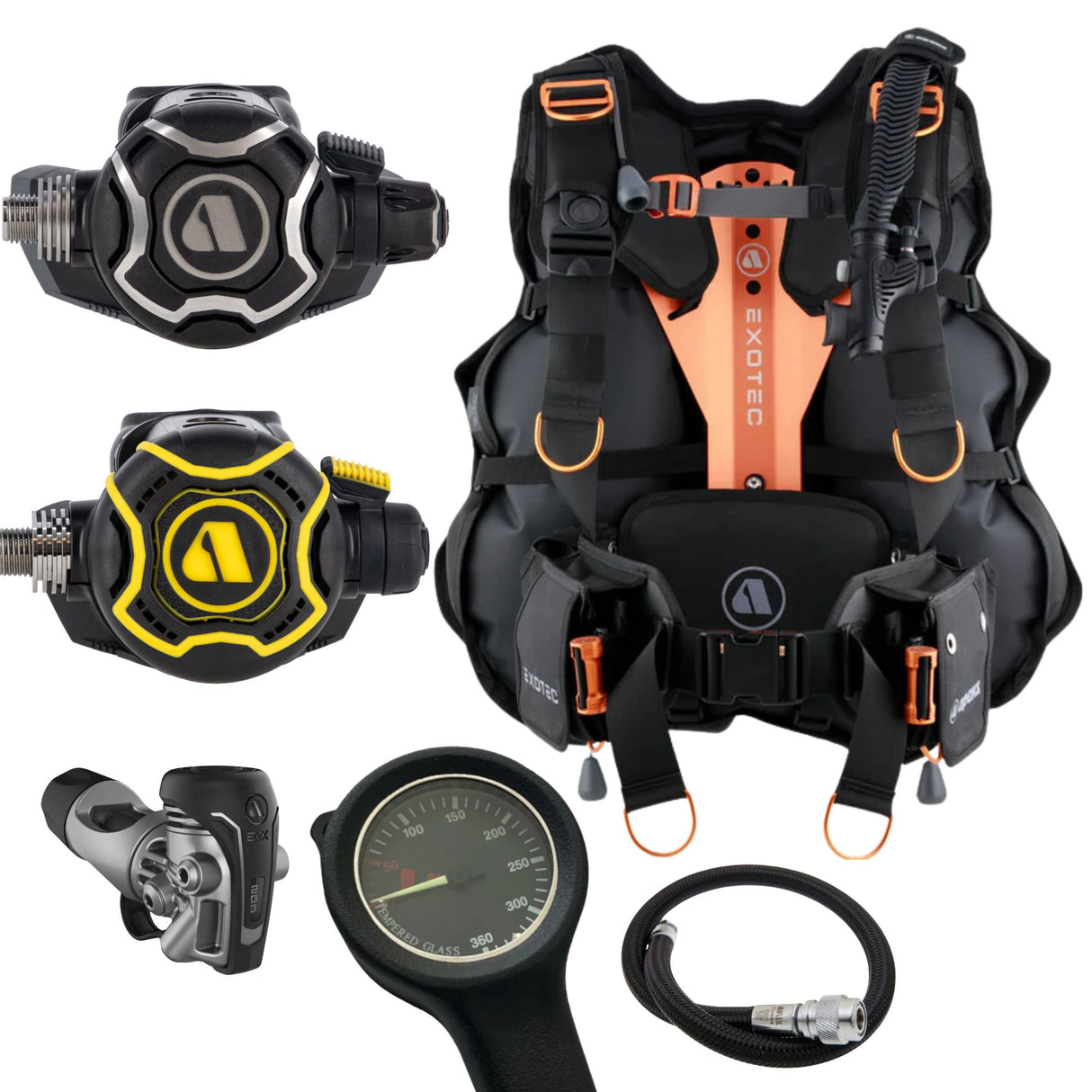 Apeks Ultimate EVX200 Regulator, Exotec BCD, Gauge & Hose Dive Package