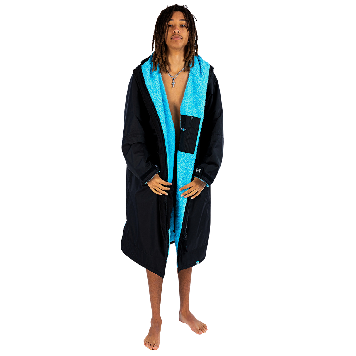 Dryrobe® Advance Long Sleeve Changing Robe for Adults - Black/Blue