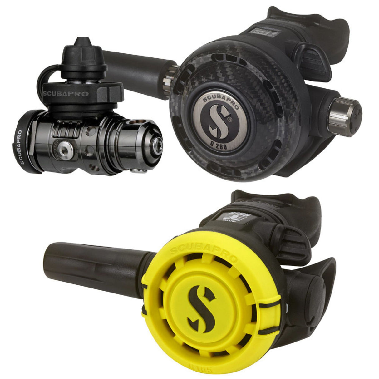 Scubapro MK19 EVO/G260 Carbon Black Tech Regulator Set with R105 Octopus