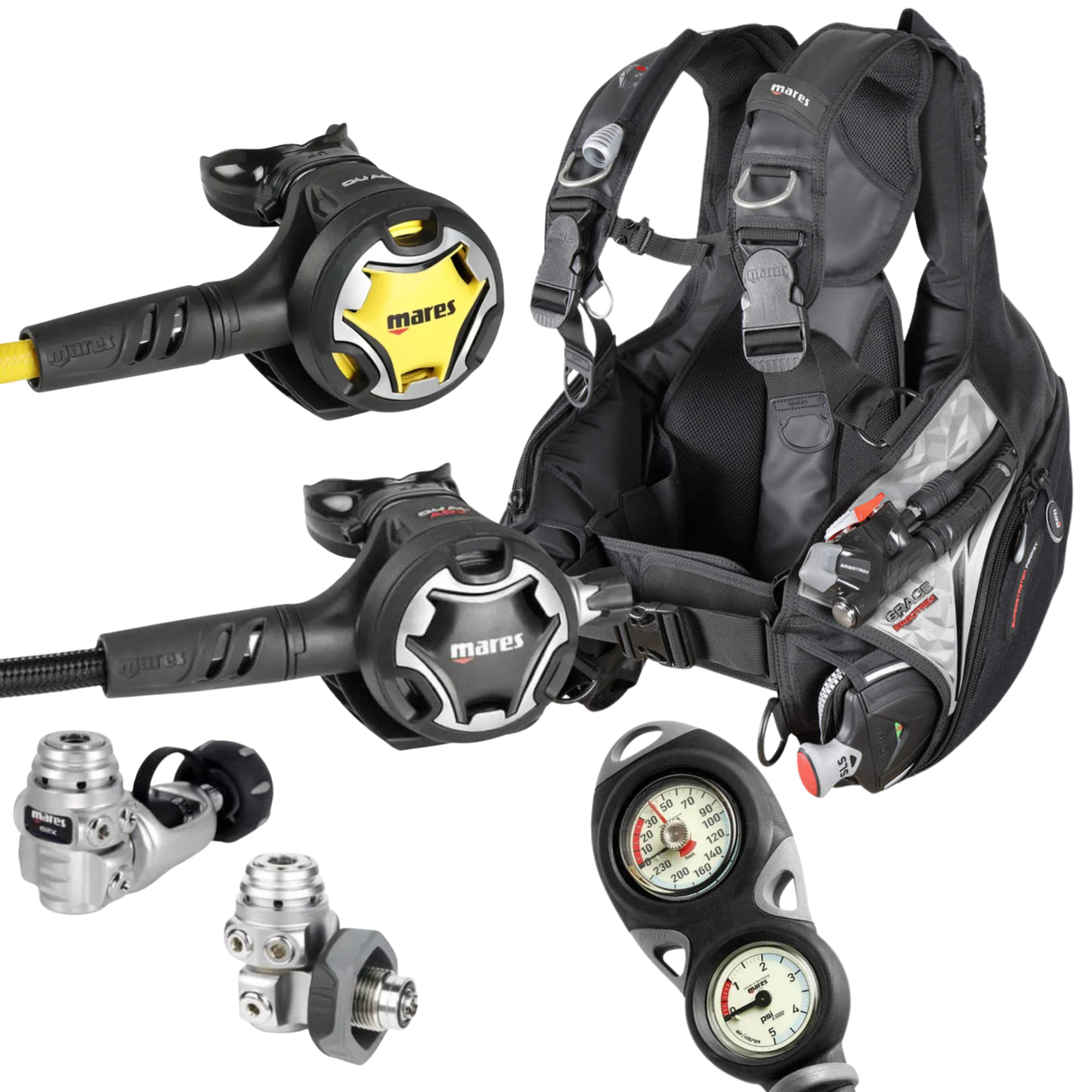 Mares Grace Ergotrim BCD Package: Dual ADJ 62X + Octopus Dual + Gauges