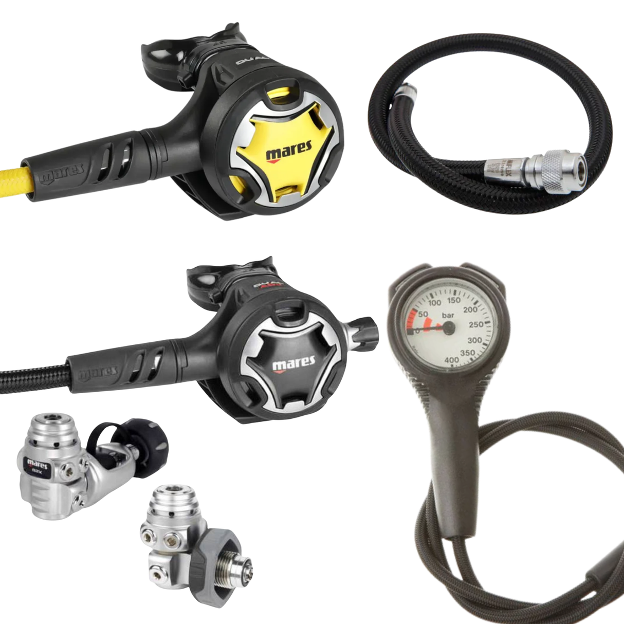 Mares Regulator Package: Dual ADJ 62X + Octopus Dual + Gauges + BCD Hose
