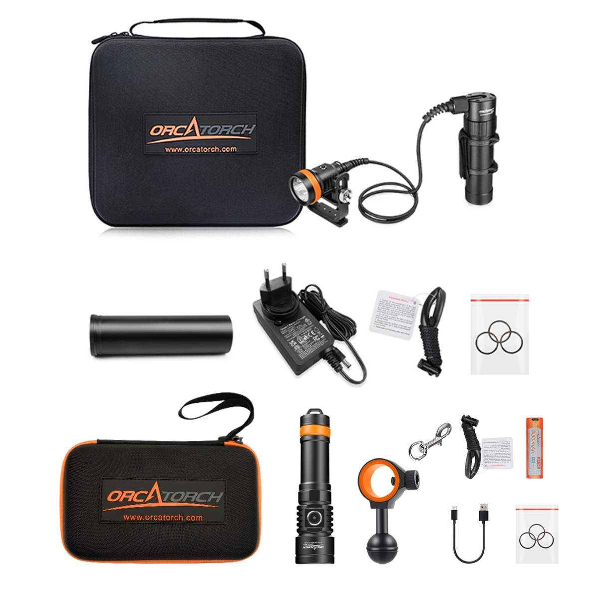 OrcaTorch D630 V2.0 Advanced Dive Torch Gift Set