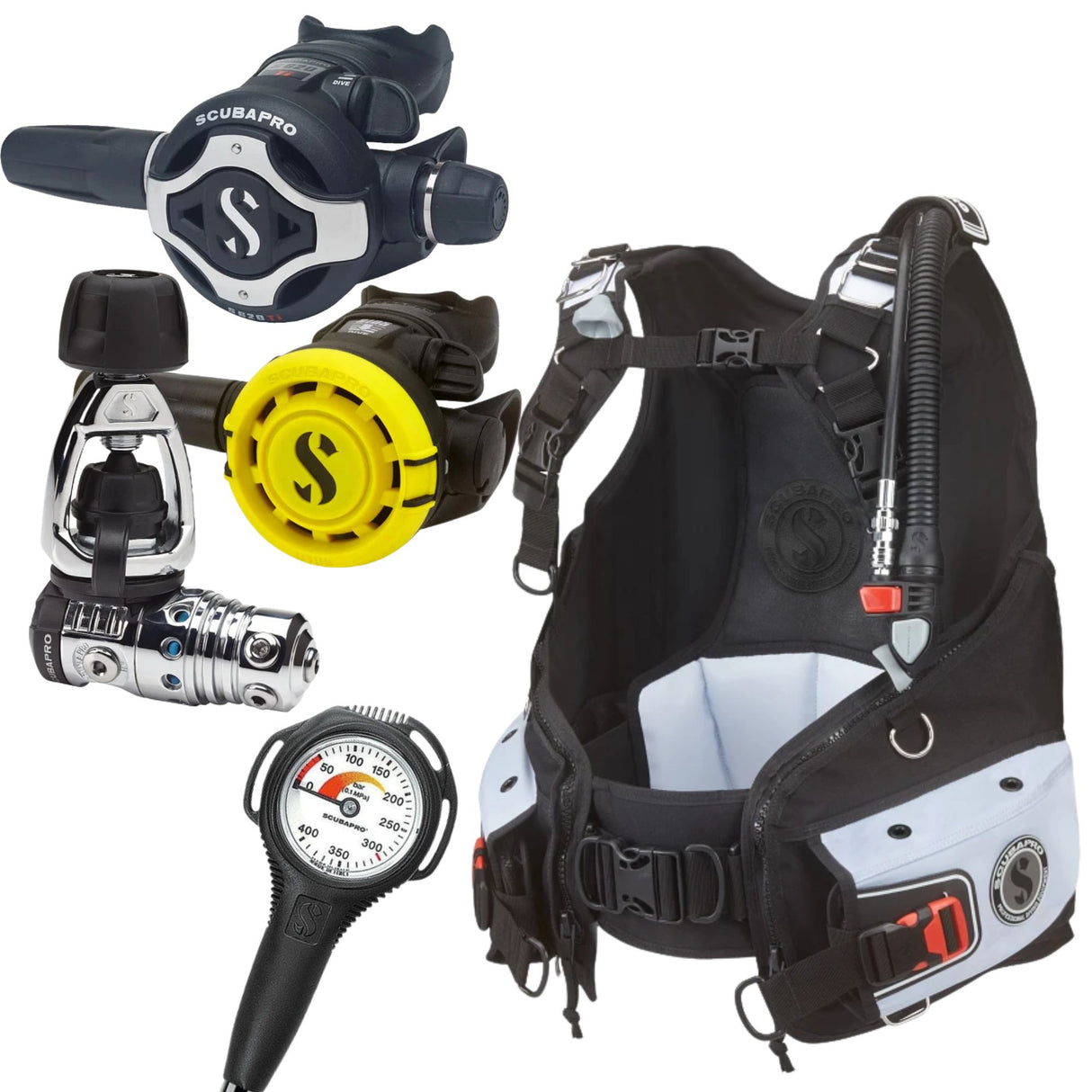 Scubapro Bella BCD Package: MK25 EVO / S620Ti + R105 Octopus + Gauges