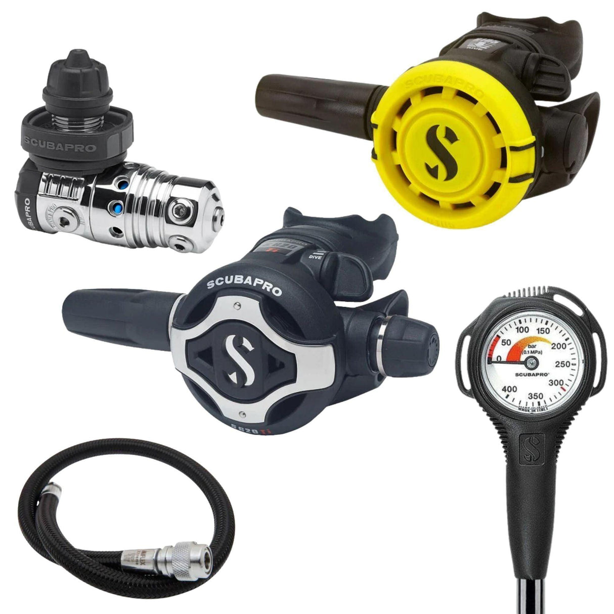 Scubapro Regulator Package: MK25 EVO / S620Ti + R105 Octopus + Gauges + BCD Hose