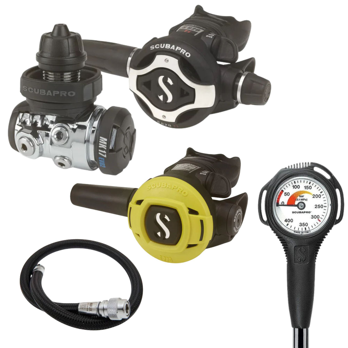 Scubapro Regulator Package: MK17 EVO 2 / S620Ti + S270 Octopus + Gauges + BCD Hose