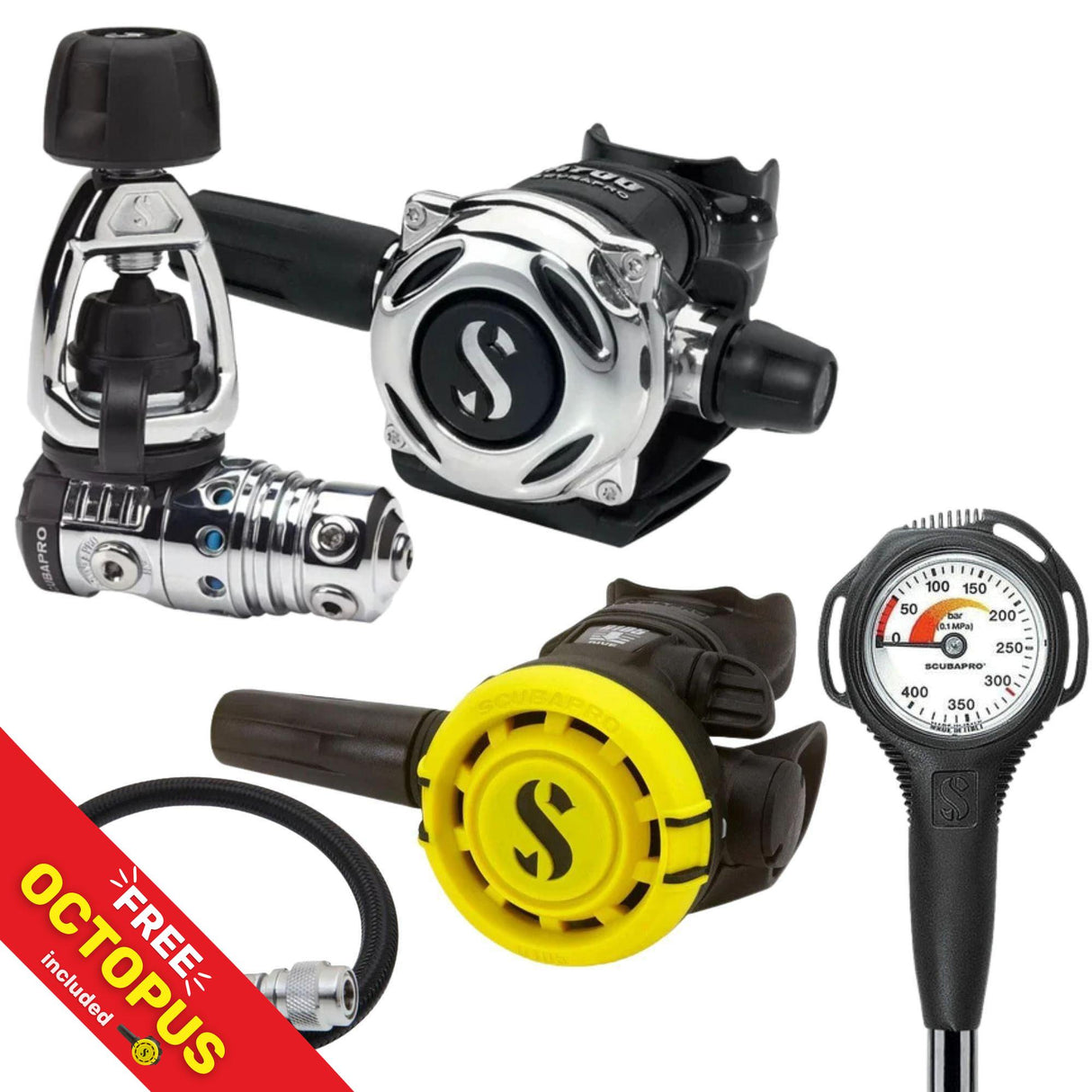 Scubapro Regulator Package: MK25 EVO / A700 + R105 Octopus + Gauges + BCD Hose