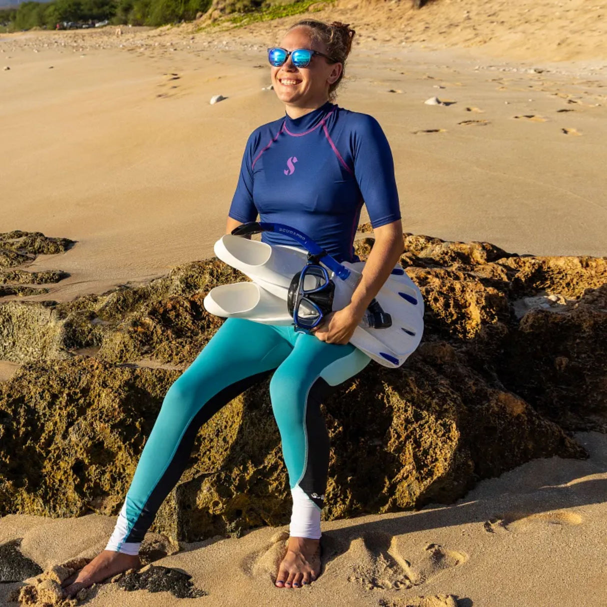 Scubapro UPF50 T-Flex Short Sleeve Women's Rash Guard - Ocean