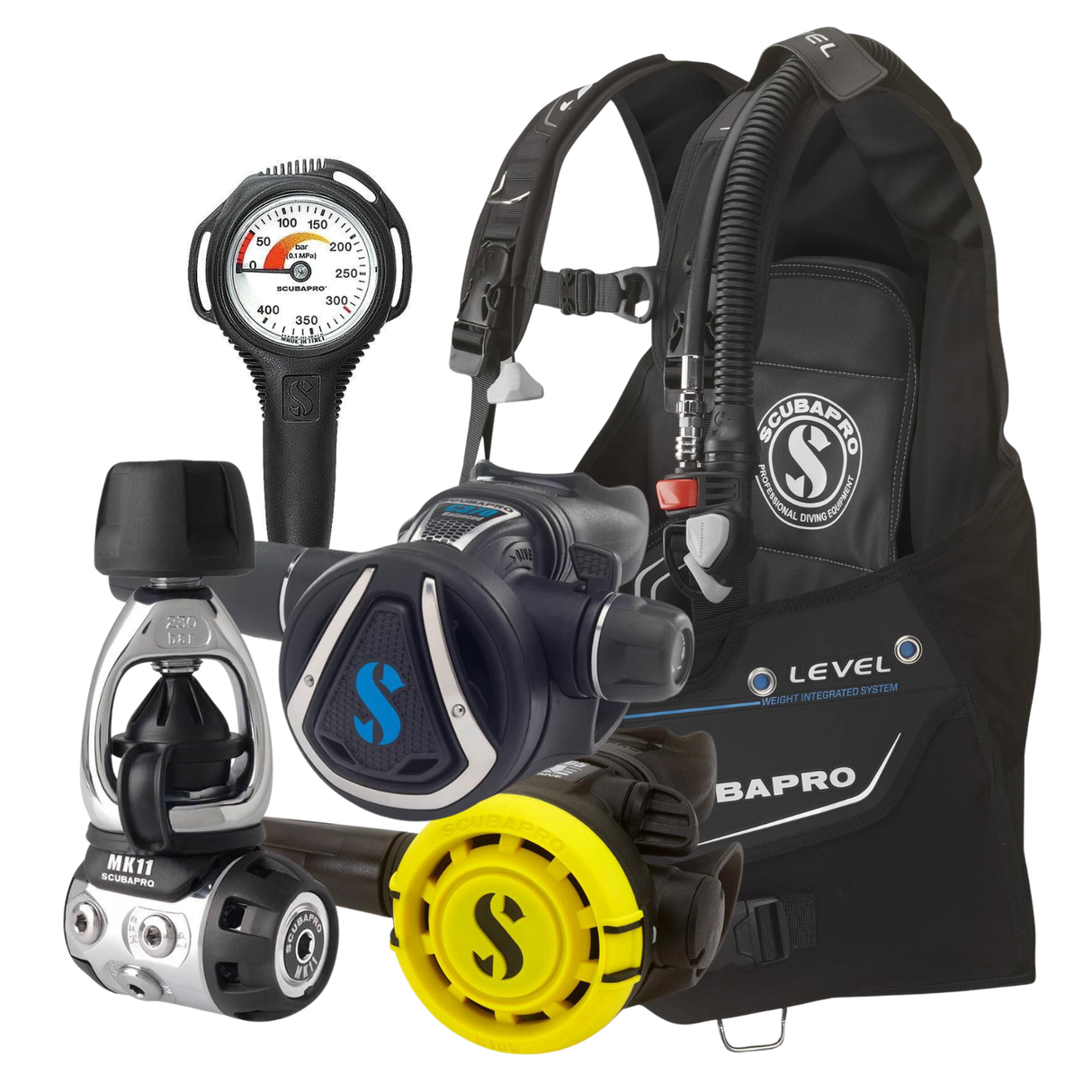 Scubapro Level BCD Package: MK11 / C370 + R105 Octopus + Gauges