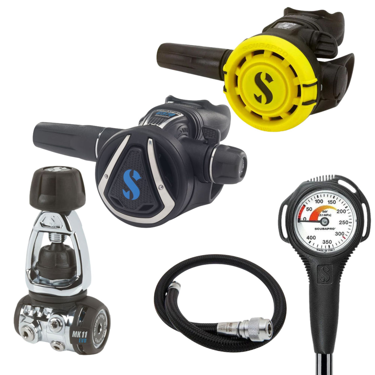 Scubapro Regulator Package: MK11 EVO / S270 + R105 Octopus + Gauges + BCD Hose