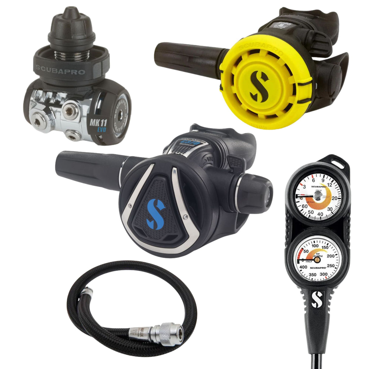 Scubapro Regulator Package: MK11 EVO / S270 + R105 Octopus + Gauges + BCD Hose