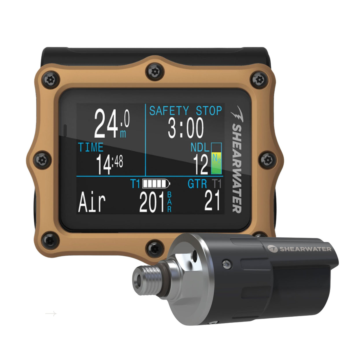 Shearwater Perdix 2 Ti Bronze Journeys Dive Computer with Swift Transmitter