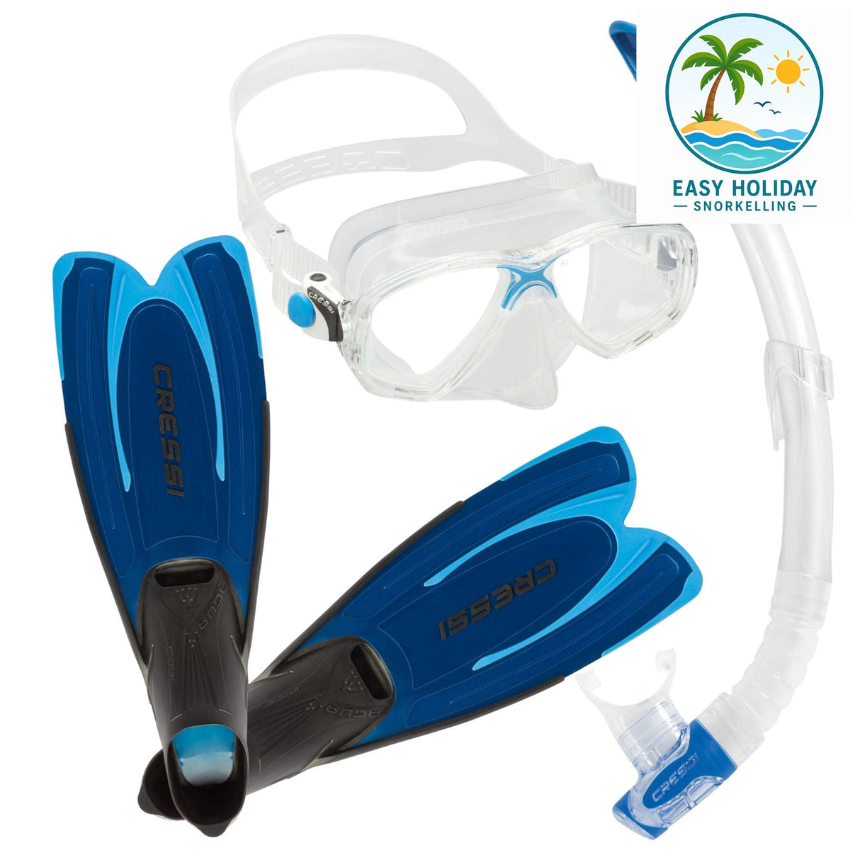 Cressi Marea Mask, Gamma Snorkel & Agua Fins Set