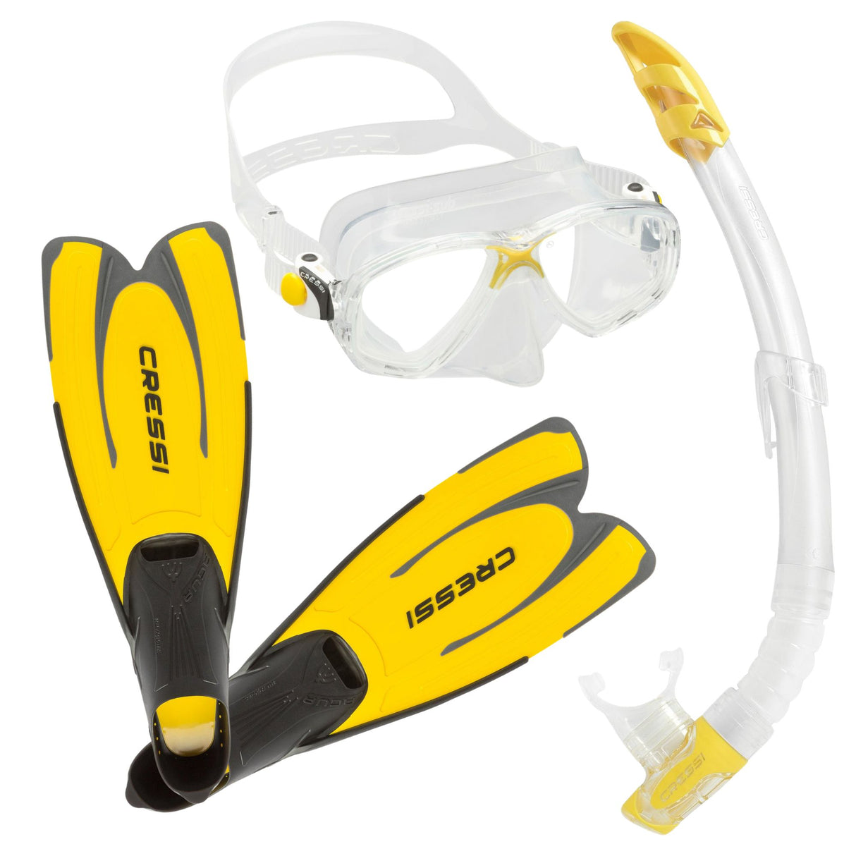Cressi Marea Mask, Gamma Snorkel & Agua Fins Set