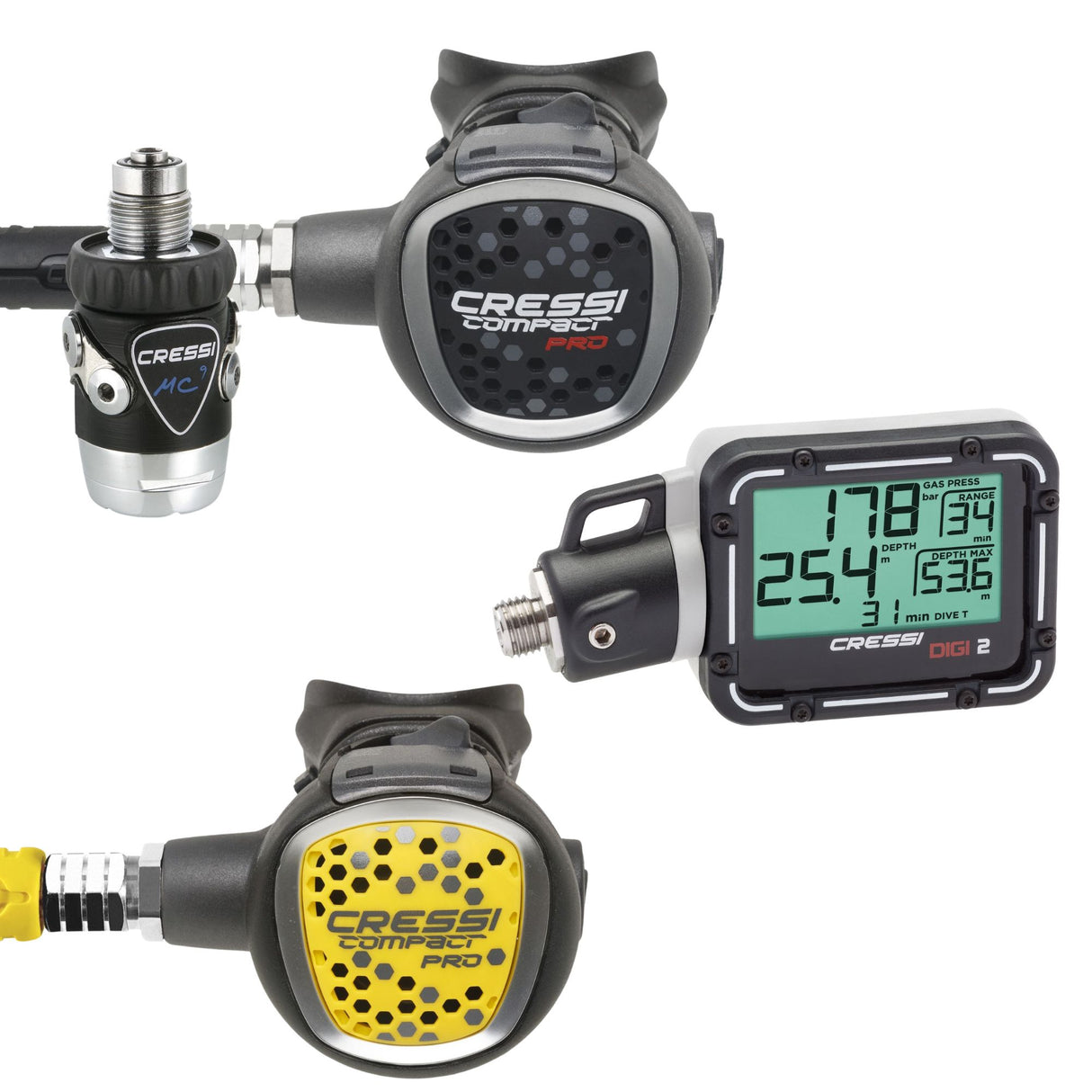 Cressi MC9-SC Compact & Octopus Compact Travel Regulator Set