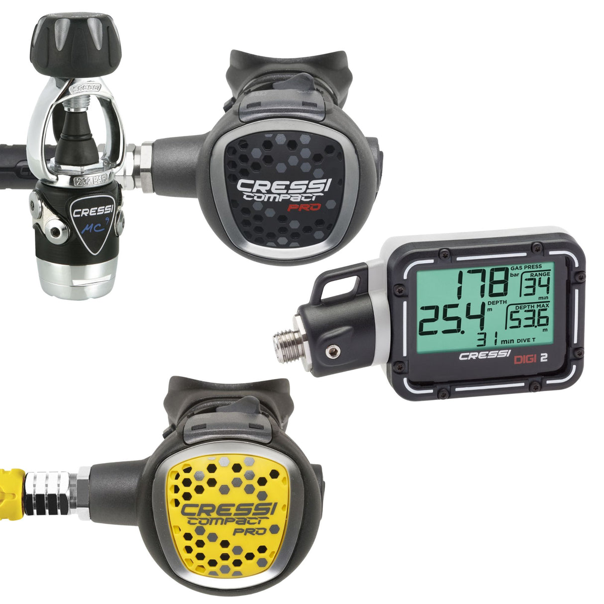 Cressi MC9-SC Compact & Octopus Compact Travel Regulator Set