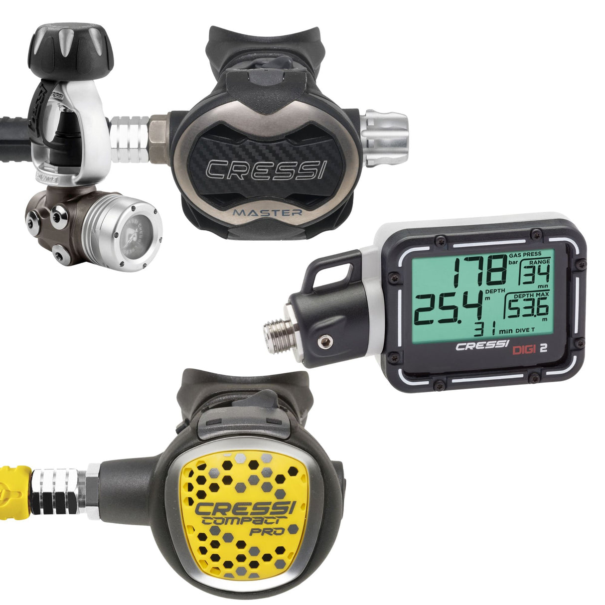Cressi T10-SC Regulator, Octo and Digital Console Package