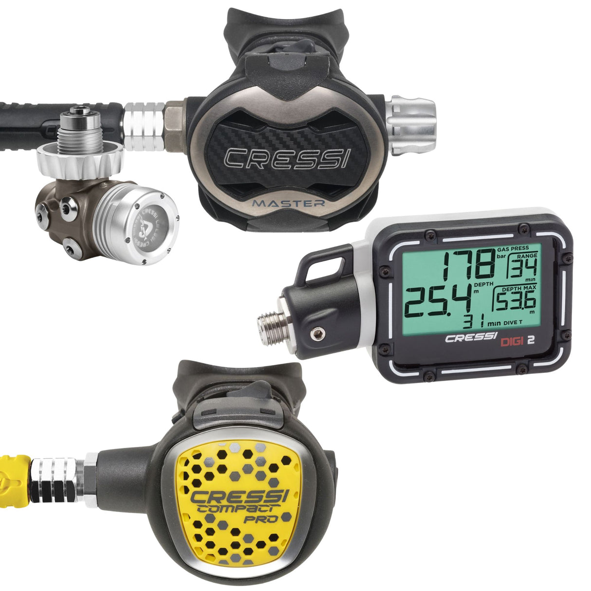 Cressi T10-SC Regulator, Octo and Digital Console Package