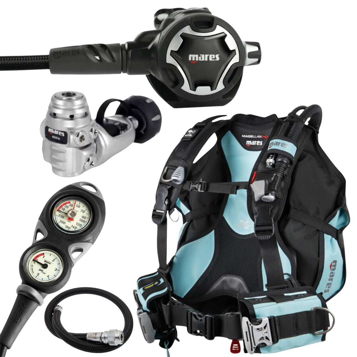Mares Dual ADJ 62X Regulator and Magellan HD BCD Package
