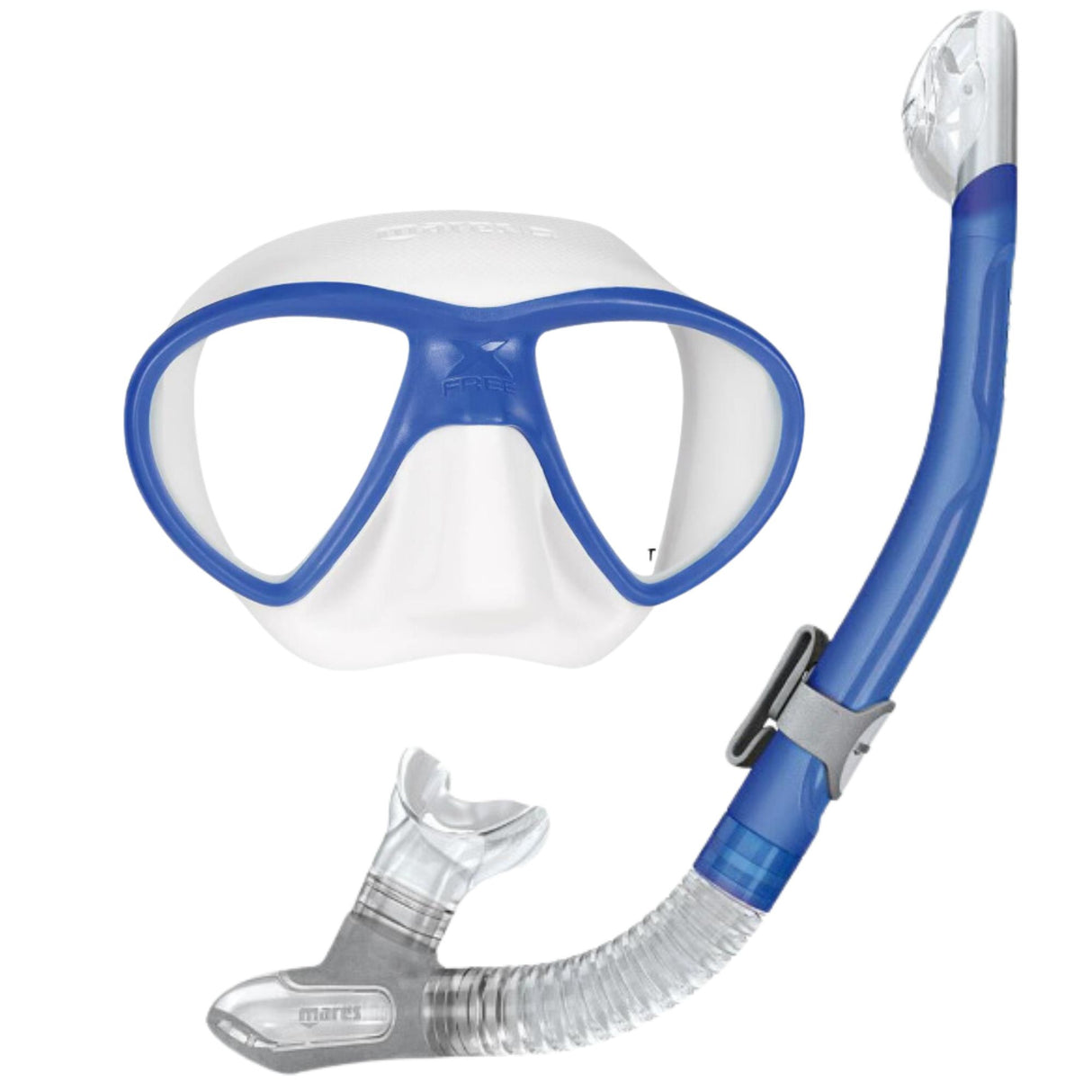 Mares X-Free White Mask And Ergo Dry Snorkel Set