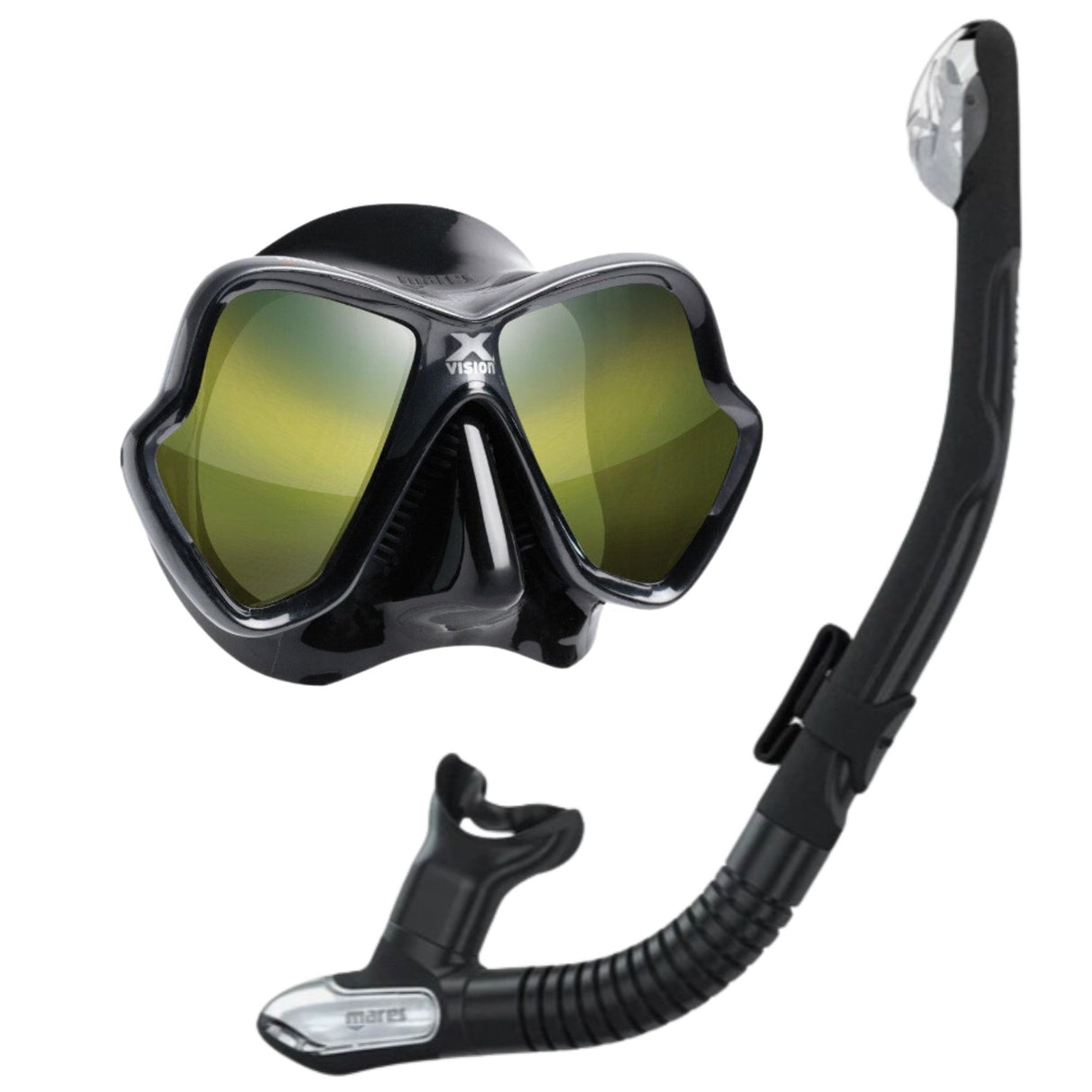 Mares X-Vision Ultra Liquidskin Mirrored Mask And Ergo Dry Snorkel Set