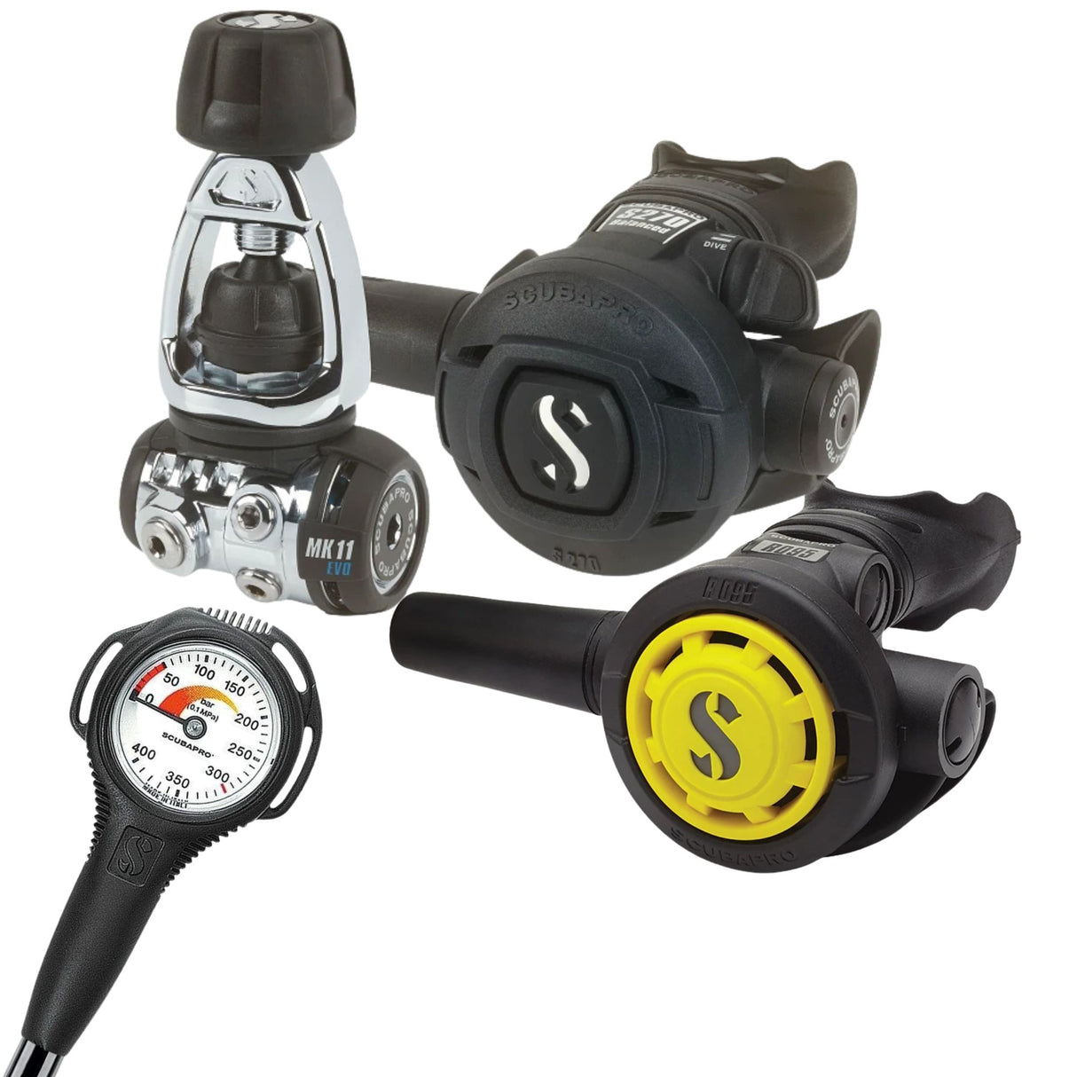 Scubapro MK11 EVO / S270 Regulator Set with R095 Octopus and SPG