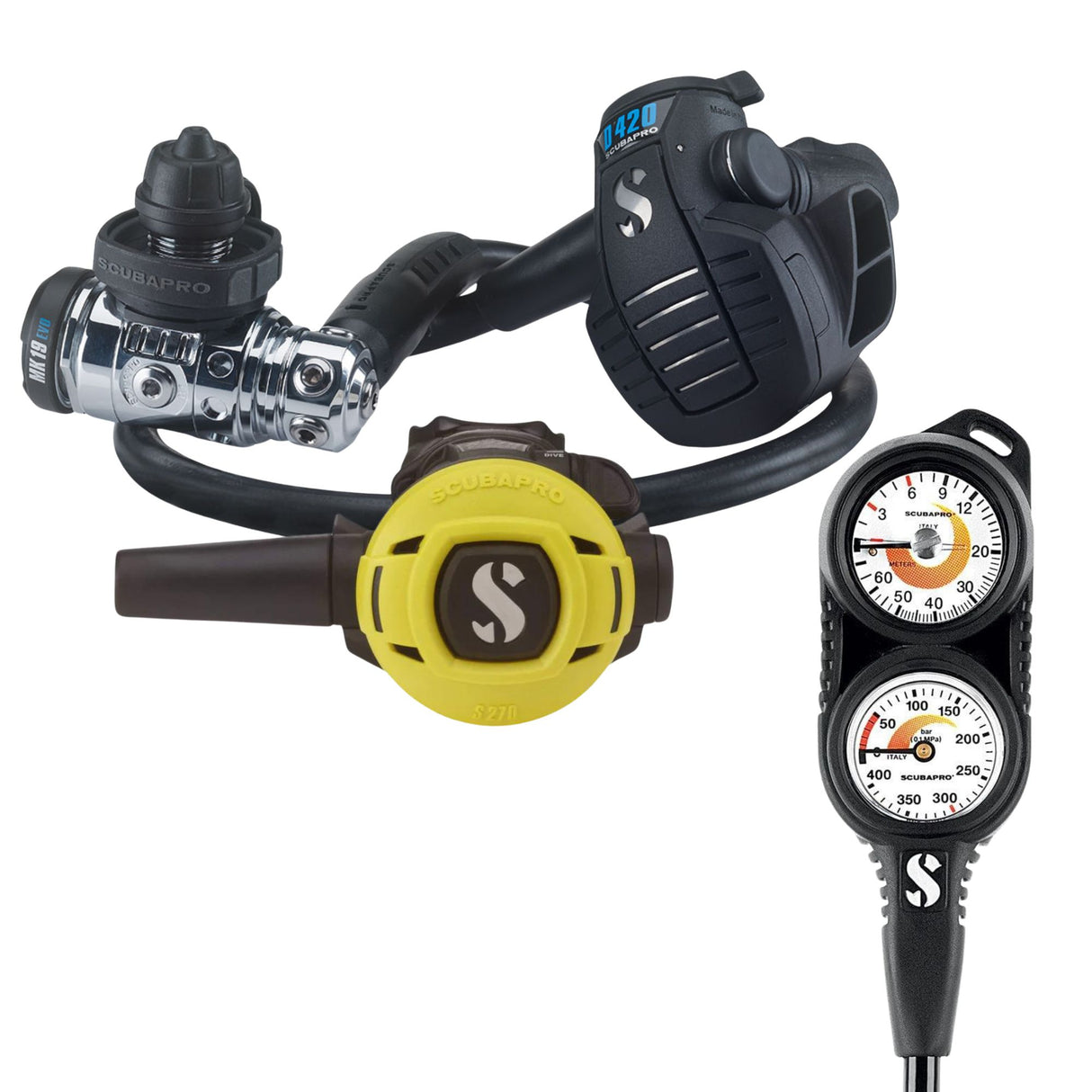 Scubapro MK19 EVO / D420 with S270 and Double Console Regulator Set