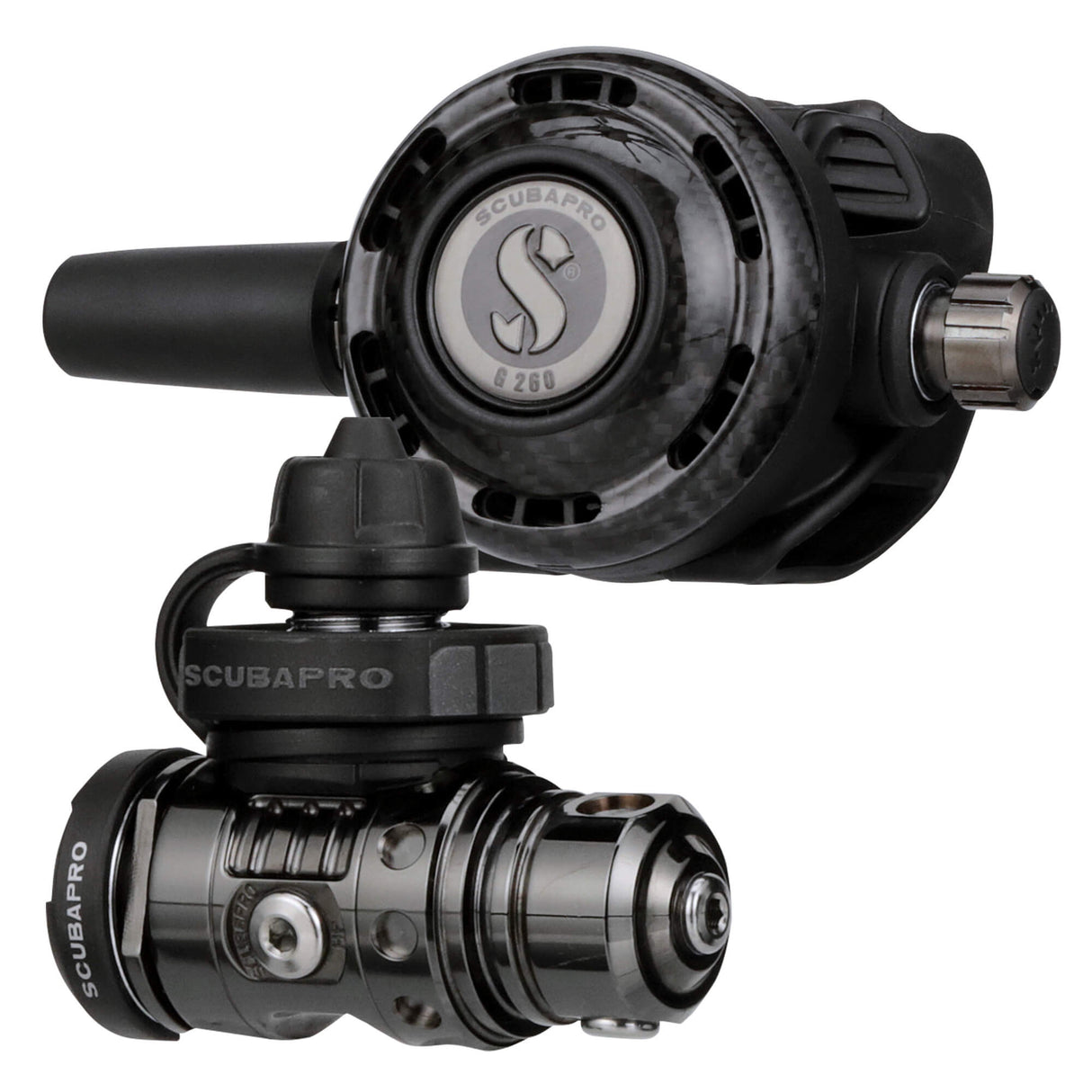 Scubapro MK19 EVO/G260 Carbon Black Tech Regulator Set with R105 Octopus and Twin Console