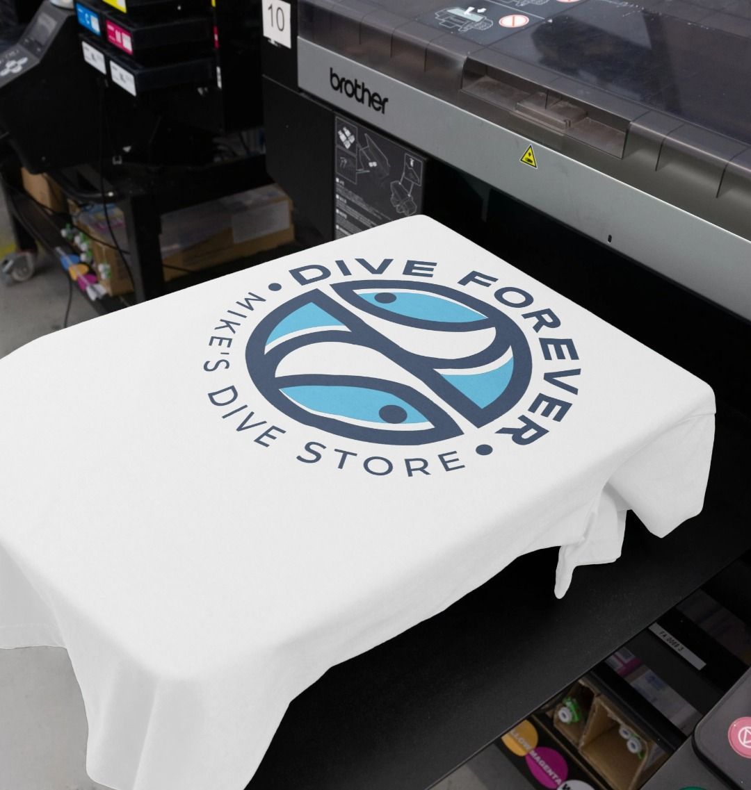 Dive Forever T-Shirt Blue Logo With Blue Outline