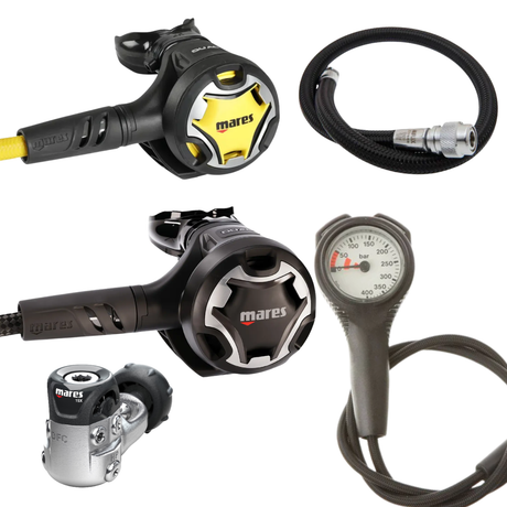 Mares Regulator Package: Dual 15X + Octopus Dual + Gauges + BCD Hose