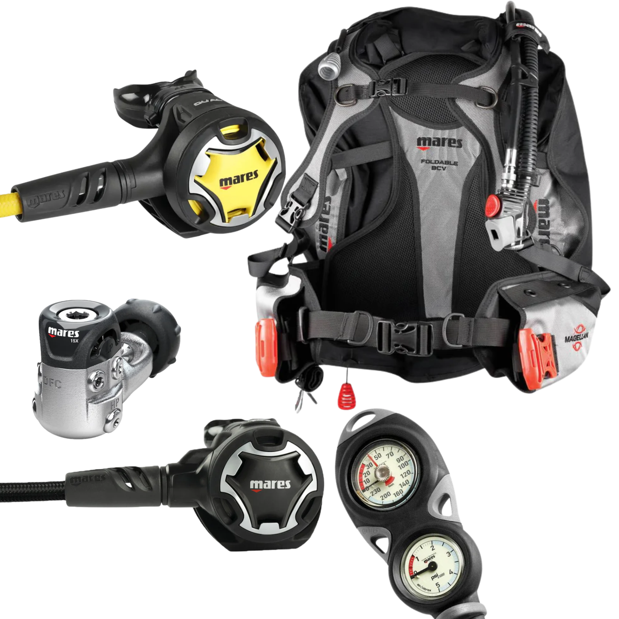 Mares Magellan BCD Package: Dual 15X + Octopus Dual + Gauges