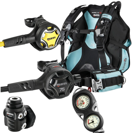 Mares Magellan HD BCD Package: Dual ADJ 62X 75th Anniversary + Octopus Dual + Gauges