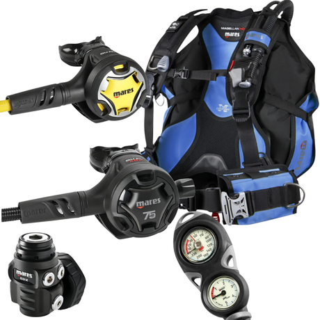 Mares Magellan HD BCD Package: Dual ADJ 62X 75th Anniversary + Octopus Dual + Gauges