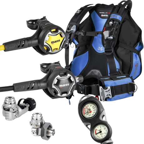 Mares Magellan HD BCD Package: Dual ADJ 62X + Octopus Dual + Gauges
