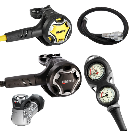Mares Regulator Package: Dual 15X + Octopus Dual + Gauges + BCD Hose