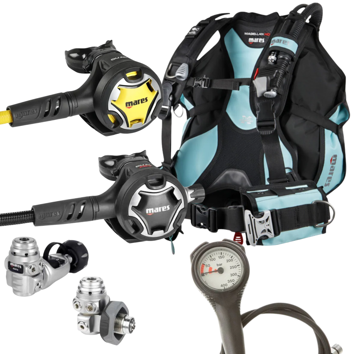 Mares Magellan HD BCD Package: Dual ADJ 62X + Octopus Dual + Gauges