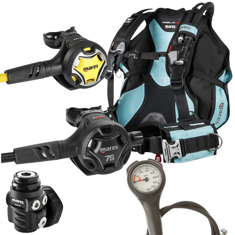 Mares Magellan HD BCD Package: Dual ADJ 62X 75th Anniversary + Octopus Dual + Gauges