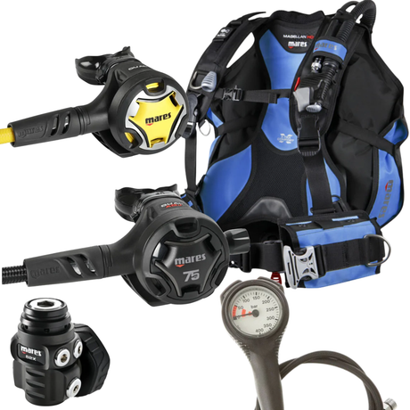 Mares Magellan HD BCD Package: Dual ADJ 62X 75th Anniversary + Octopus Dual + Gauges