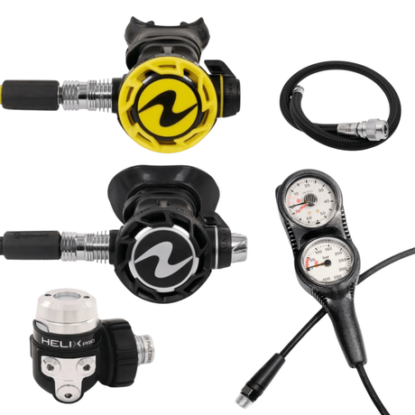 Aqualung Regulator Package: Helix Compact Pro + Octopus + Gauges + BCD Hose