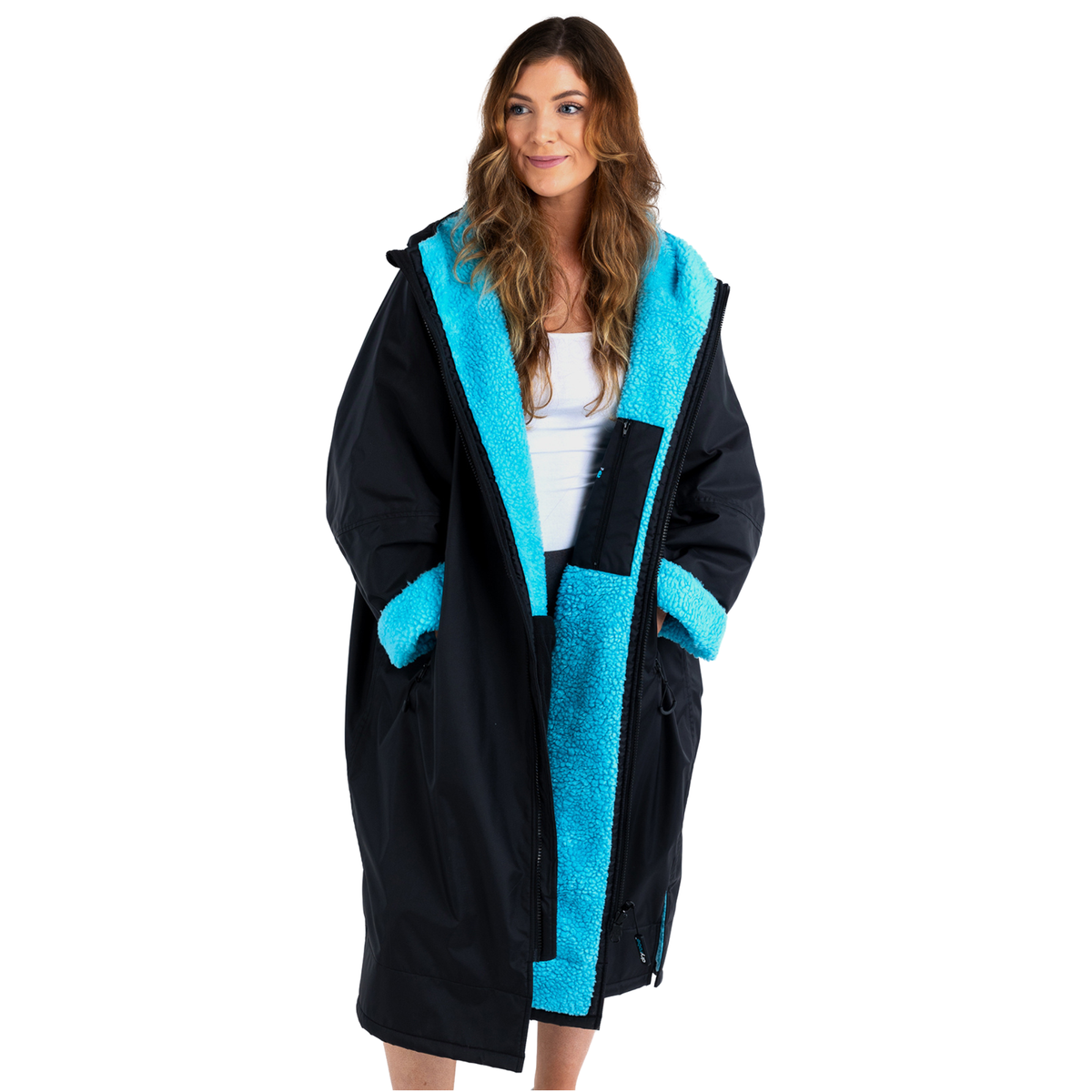 Aldi Changing Robe Dryrobe® Advance Long Sleeve Changing Robe for Adults - Black/Blue ...