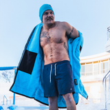 Dryrobe® Advance Long Sleeve Changing Robe for Adults - Black/Blue