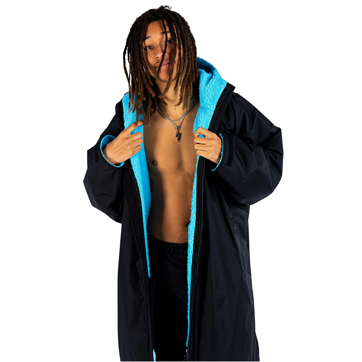 Dryrobe® Advance Long Sleeve Changing Robe for Adults - Black/Blue