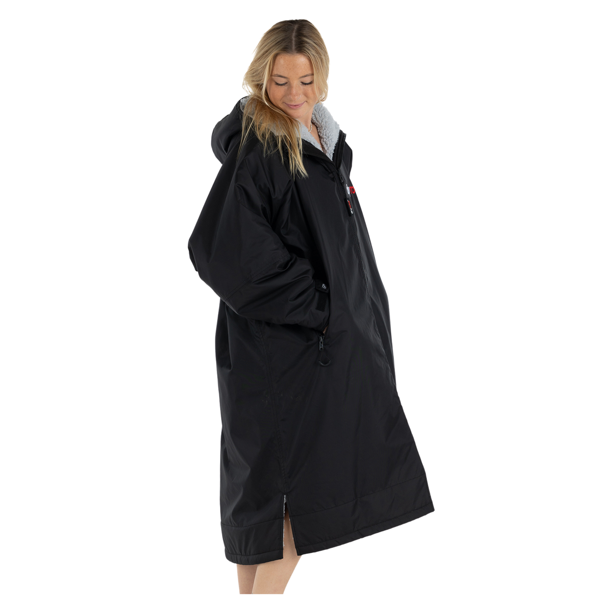 Dryrobe® Advance Long Sleeve Changing Robe for Adults - Black / Grey