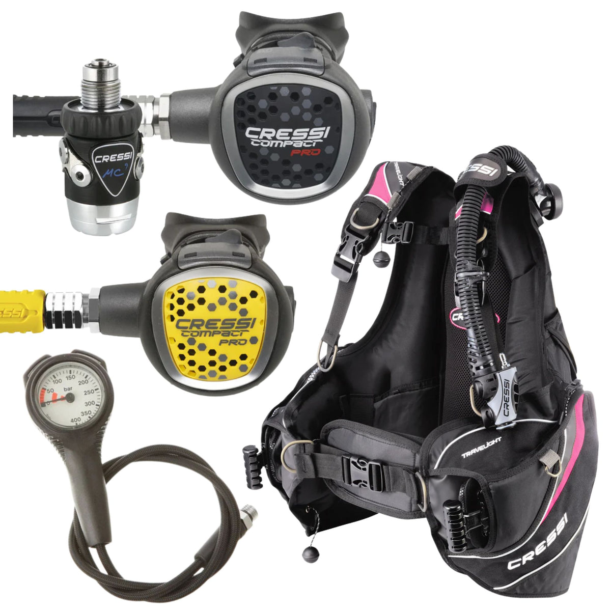 Cressi BCD Package: Travelight For Her + MC9-SC Compact Pro + Compact ...