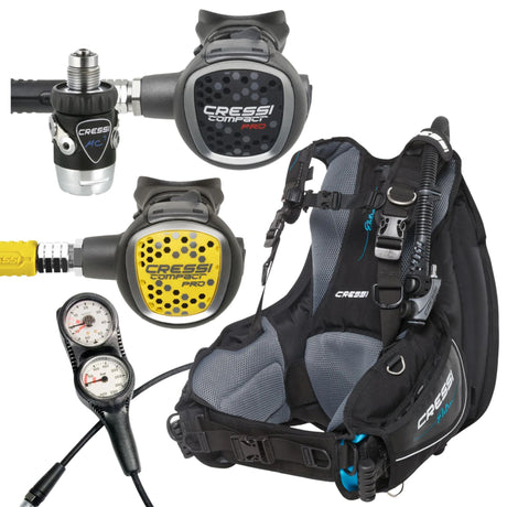 Cressi BCD Package: Elettra Ladies Pro + MC9-SC Compact Pro + Compact Pro Octopus + Gauges