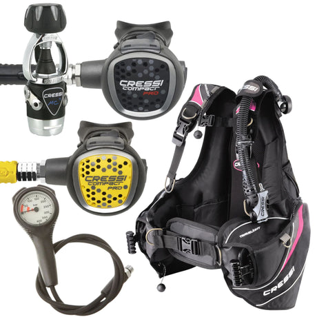 Cressi BCD Package: Travelight For Her + MC9-SC Compact Pro + Compact Pro Octopus + Gauges