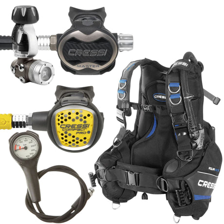 Cressi BCD Package: Aquaride Men's Pro + T10-SC PVD + Compact Pro Octopus + Gauges