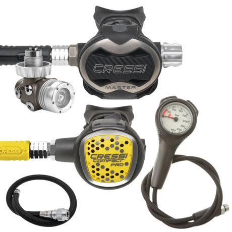 Cressi Regulator Package: T10-SC + Compact Pro Octopus + Gauges + BCD Hose