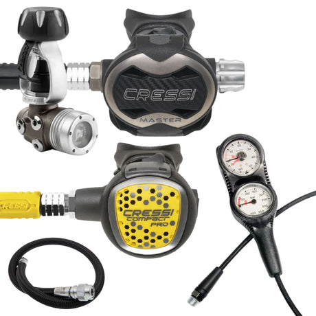 Cressi Regulator Package: T10-SC + Compact Pro Octopus + Gauges + BCD Hose